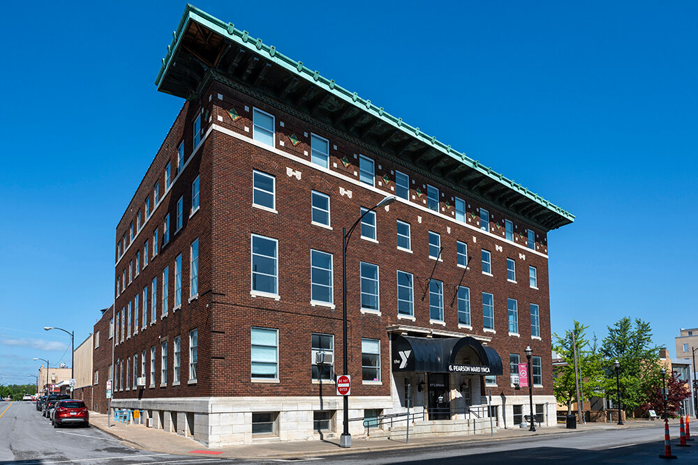 The downtown Rolla home of the Phelps County Bank, housed in a historic former hotel, resembles the YMCA building (above) it purchased in downtown Springfield.